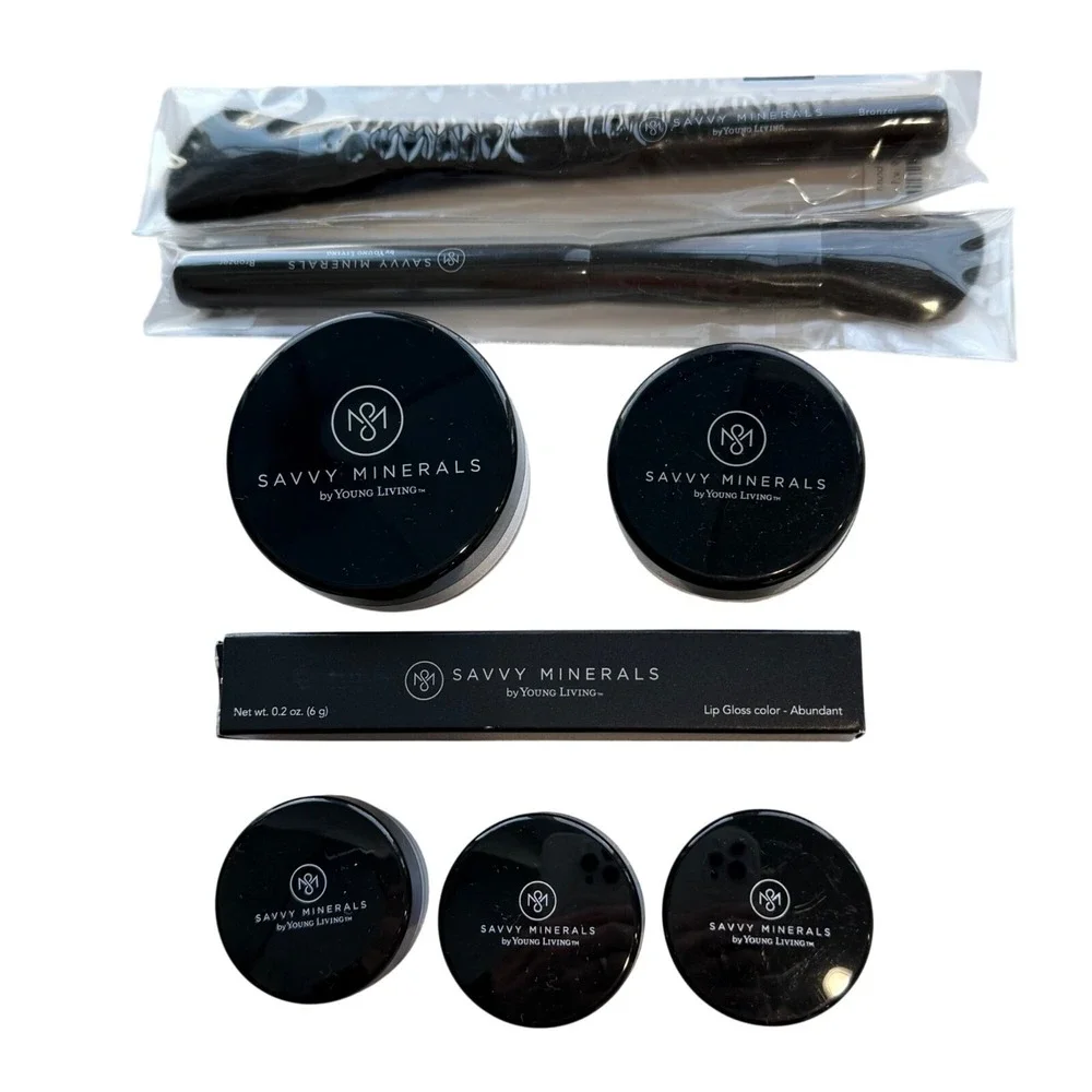 Savvy Mineral Makeup Bundle Veil Bronzer Lipgloss Shadows Brushes Young Living